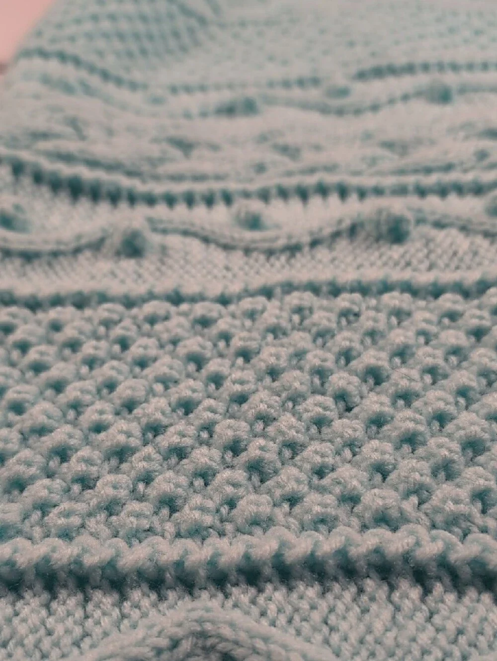 Baby Blue Cable Knit Blanket 33